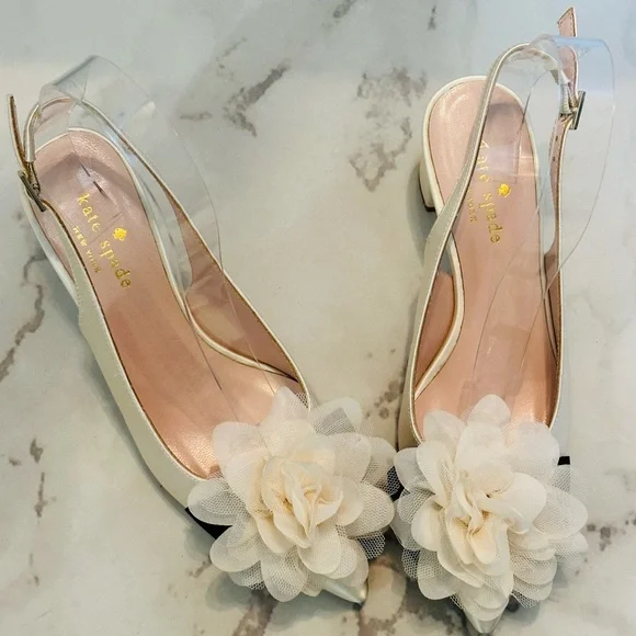 Kate Spade Mettie Satin Sling Back heels size 5 (EUC) - Picture 7 of 16